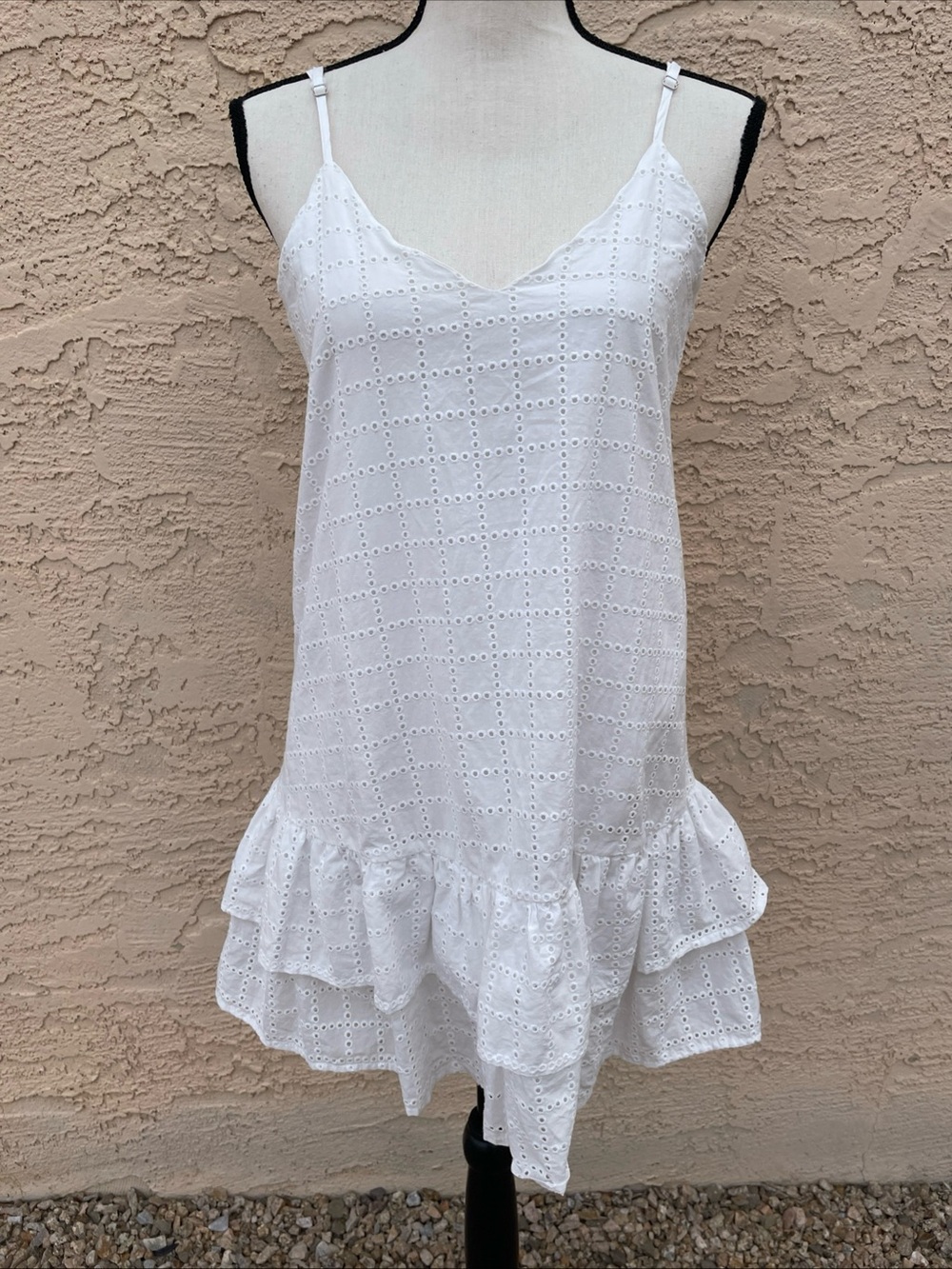 GB mini dress eyelet lace ruffle festival cottagecore coquette dainty Jrs S